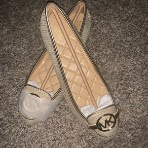 Michael Kors Lillie Moc gold glitter chain flats